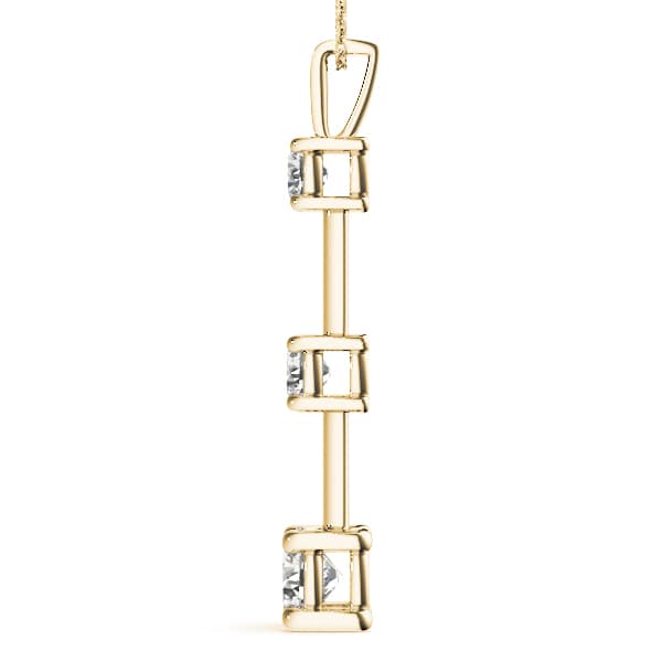 3-Stone Drop Pendant (1/4 ct. tw.), Side view in yellow gold