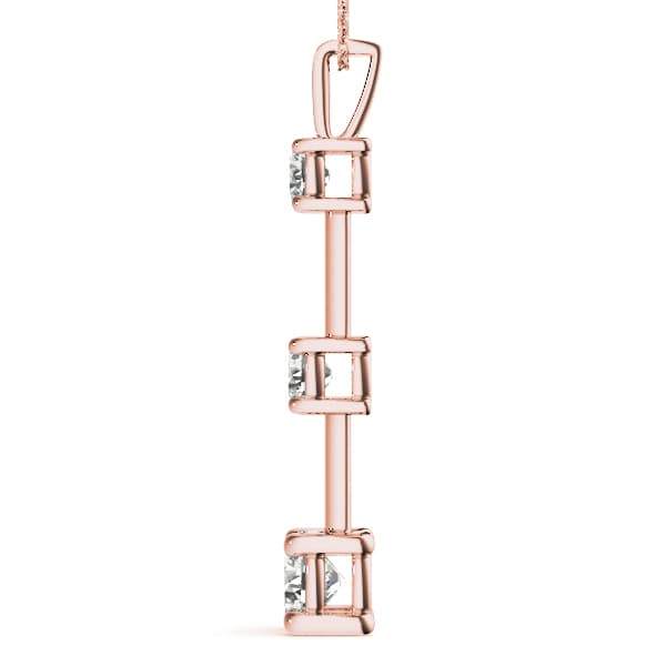 3-Stone Drop Pendant (3/4 ct. tw.), Side view in rose gold