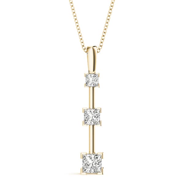 3 Stone Pendant (3/8 ct. tw.), Front view in yellow gold