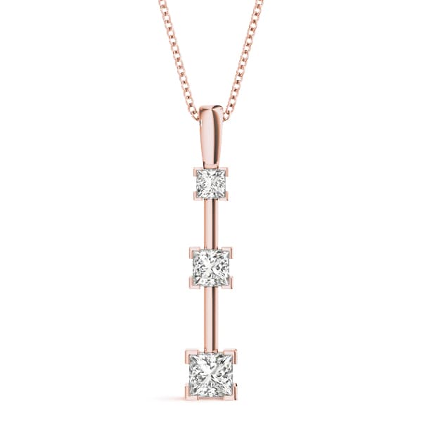 3 Stone Pendant (0.96 ct. tw.), Front view in rose gold