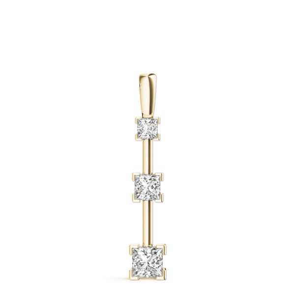 3 Stone Pendant (3/8 ct. tw.), On hand view in yellow gold