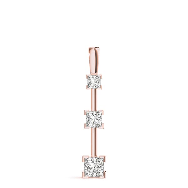3 Stone Pendant (0.96 ct. tw.), On hand view in rose gold