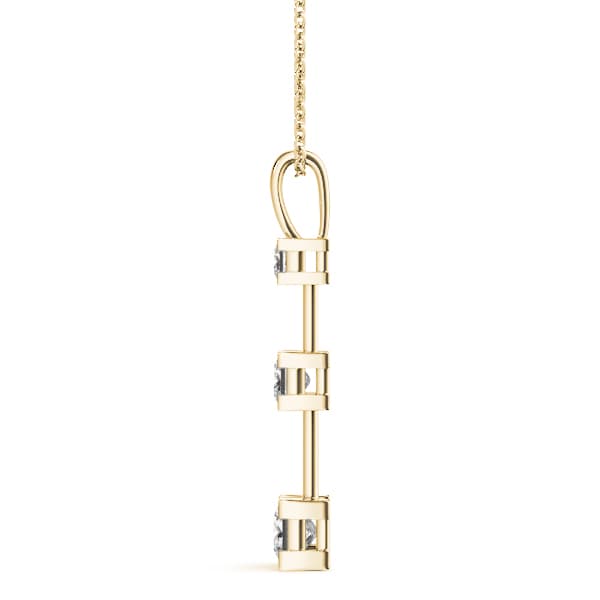 3 Stone Pendant (3/8 ct. tw.), Side view in yellow gold