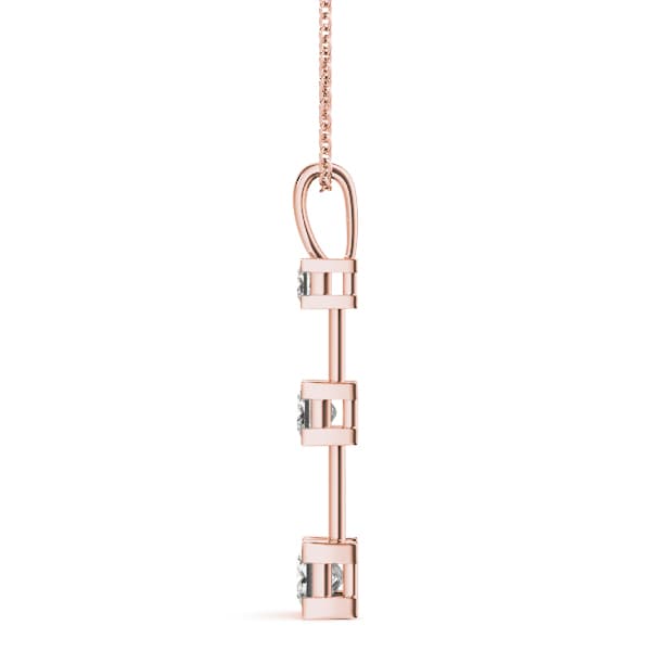 3 Stone Pendant (0.96 ct. tw.), Side view in rose gold