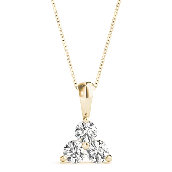 3 Stone Pendant (1/2 ct. tw.), Front view in yellow gold
