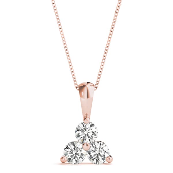 3 Stone Pendant (0.99 ct. tw.), Front view in rose gold