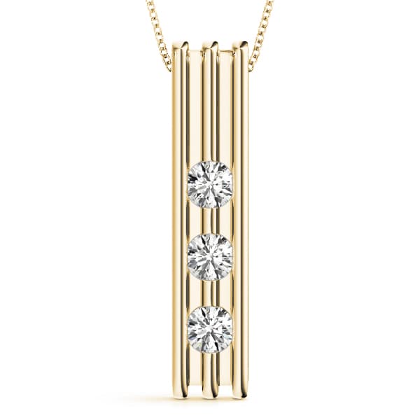 3 Stone Pendant (1/2 ct. tw.), Front view in yellow gold