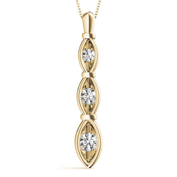 3 Stone Pendant (1/4 ct. tw.), Front view in yellow gold