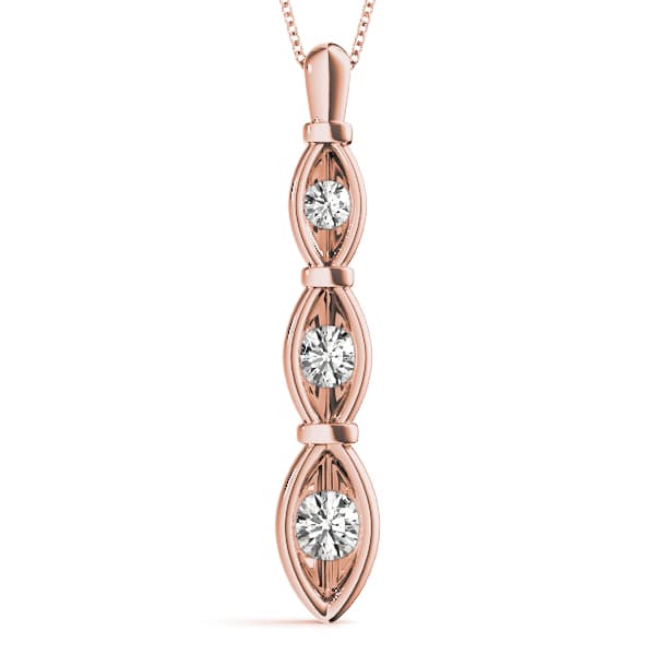 3 Stone Pendant (1/2 ct. tw.), Front view in rose gold