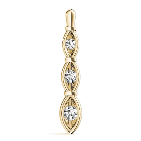 3 Stone Pendant (1/4 ct. tw.), On hand view in yellow gold
