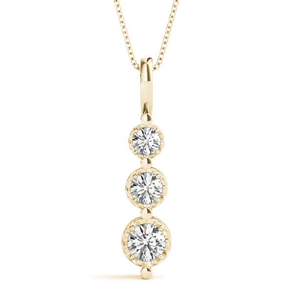 3 Stone Pendant (1/4 ct. tw.), Front view in yellow gold
