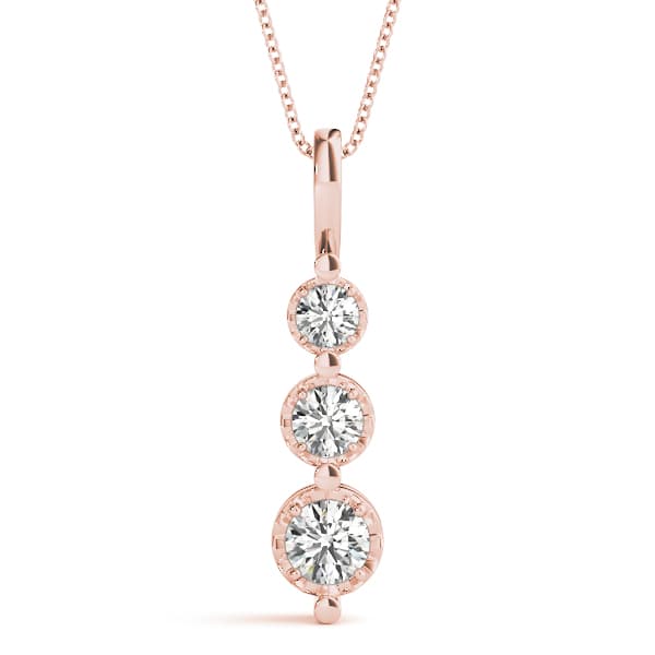 3 Stone Pendant (1/2 ct. tw.), Front view in rose gold