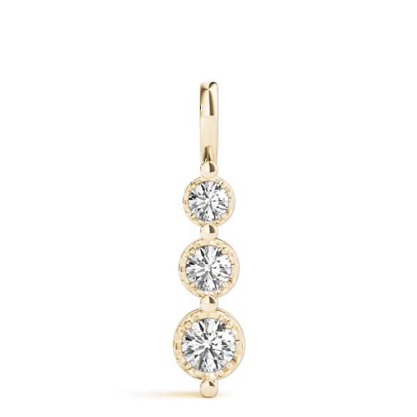 3 Stone Pendant (1/4 ct. tw.), On hand view in yellow gold