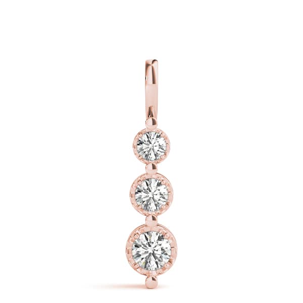 3 Stone Pendant (1/2 ct. tw.), On hand view in rose gold