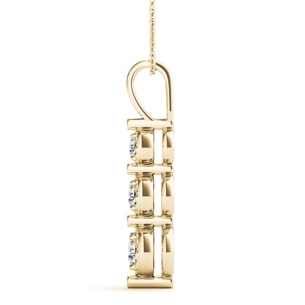 3 Stone Pendant (1/4 ct. tw.), Side view in yellow gold