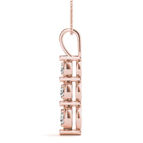 3 Stone Pendant (1/2 ct. tw.), Side view in rose gold
