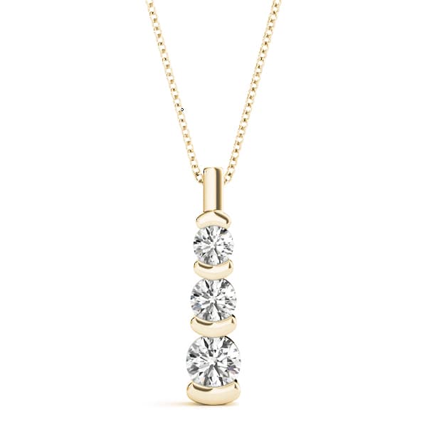 3 Stone Pendant (1 ct. tw.), Front view in yellow gold