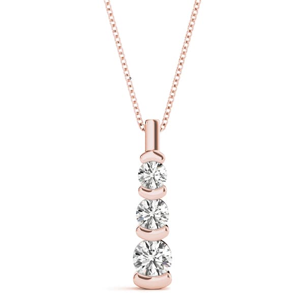 3 Stone Pendant (1 ct. tw.), Front view in rose gold