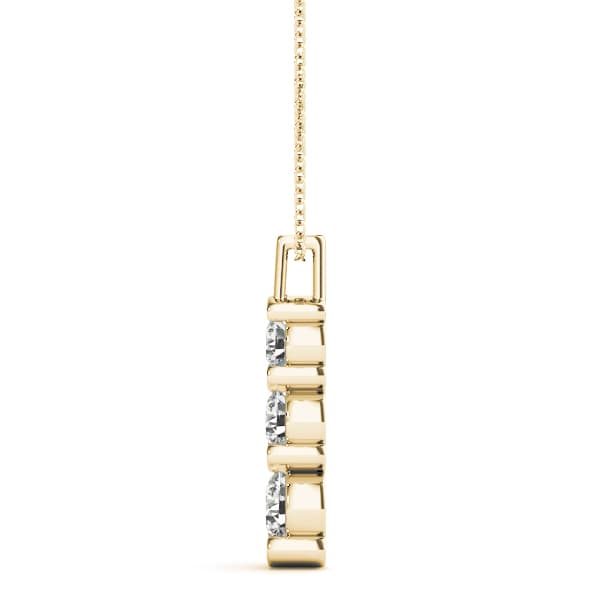 3 Stone Pendant (1 ct. tw.), Side view in yellow gold