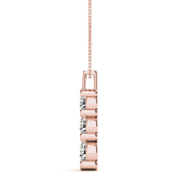 3 Stone Pendant (1 ct. tw.), Side view in rose gold