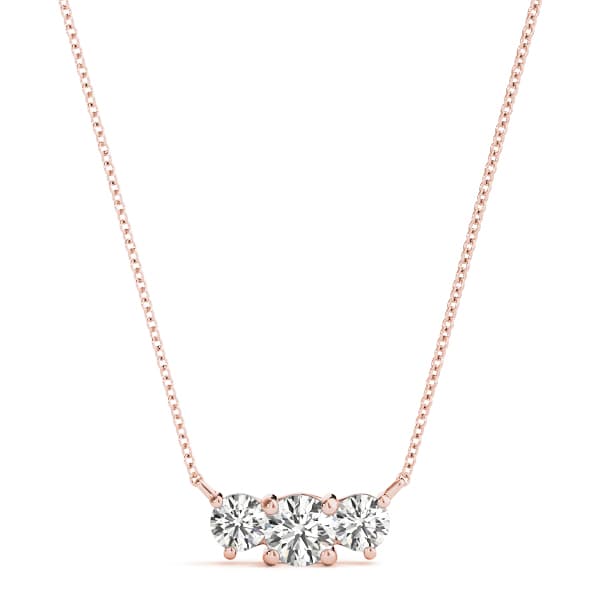 3-Stone Pendant (1/2 ct. tw.), Front view in rose gold