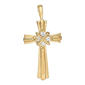 Religious Cross Pendant — White Gold