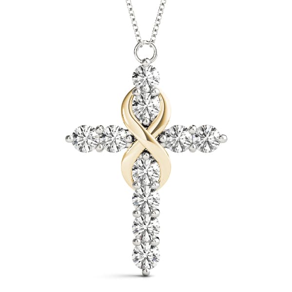 Cross Pendant (1 ct. tw.), Front view in yellow gold