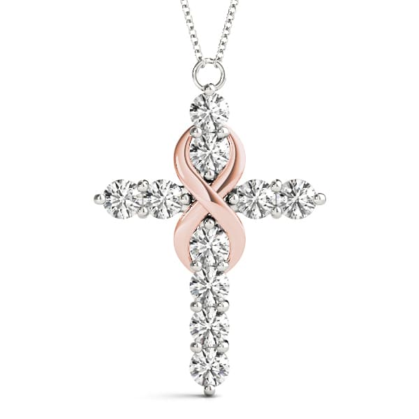 Cross Pendant (1 ct. tw.), Front view in rose gold