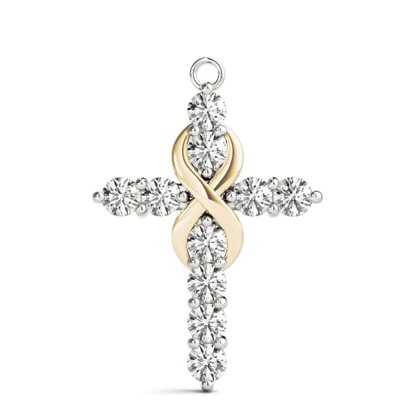 Cross Pendant (1 ct. tw.), On hand view in yellow gold