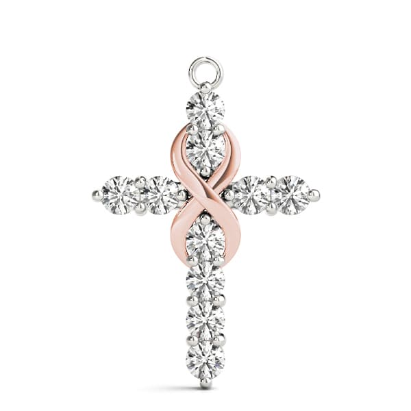 Cross Pendant (1 ct. tw.), On hand view in rose gold