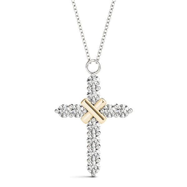 Cross Pendant (1 ct. tw.), Front view in yellow gold