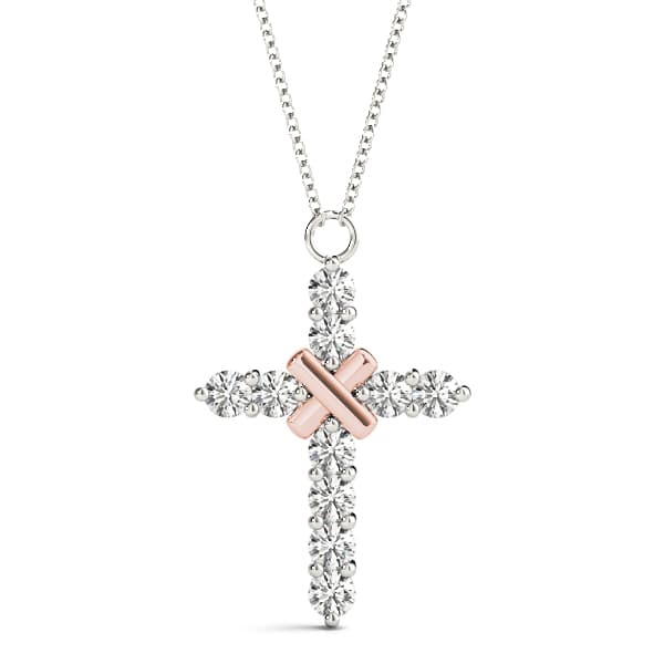 Cross Pendant (1 ct. tw.), Front view in rose gold