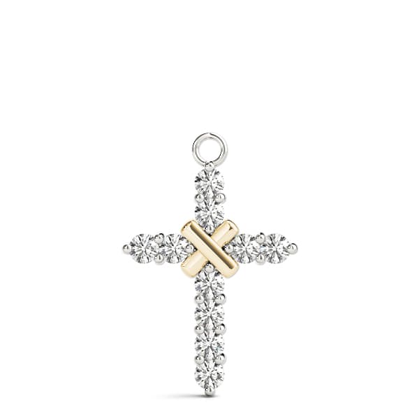 Cross Pendant (1 ct. tw.), On hand view in yellow gold