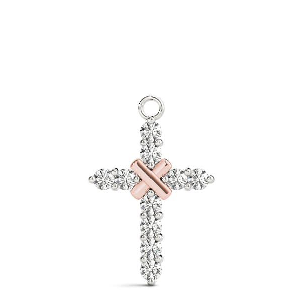 Cross Pendant (1 ct. tw.), On hand view in rose gold