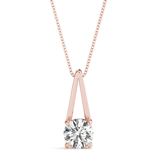 Solitaire Pendant (1/2 ct. tw.), Front view in rose gold