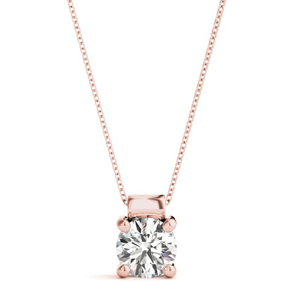 Round Solitaire Pendant (1/3 ct. tw.), Front view in rose gold
