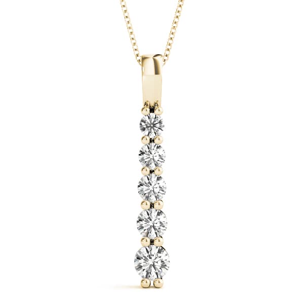 5-Stone Drop Fashion Pendants (1/4 ct. tw.), Front view in yellow gold