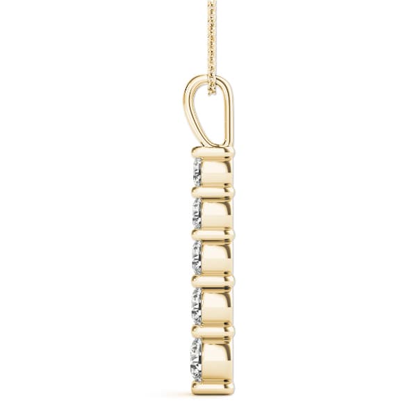 5-Stone Drop Fashion Pendants (1/4 ct. tw.), Side view in yellow gold