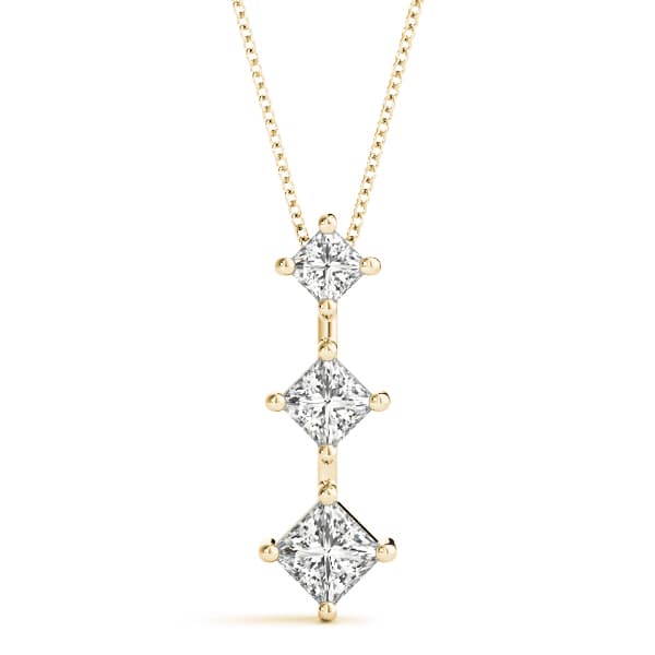3 Stone Pendant (0.52 ct. tw.), Front view in yellow gold