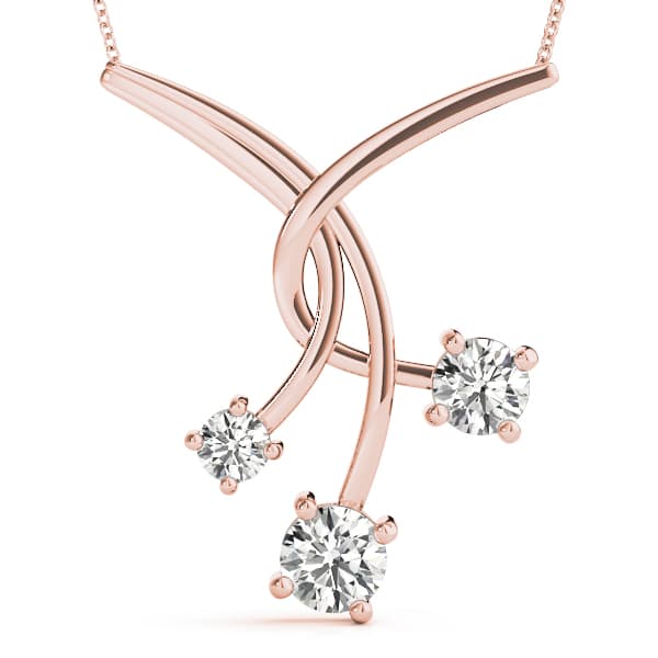 3 Stone Neck Center (1/2 ct. tw.), Front view in rose gold
