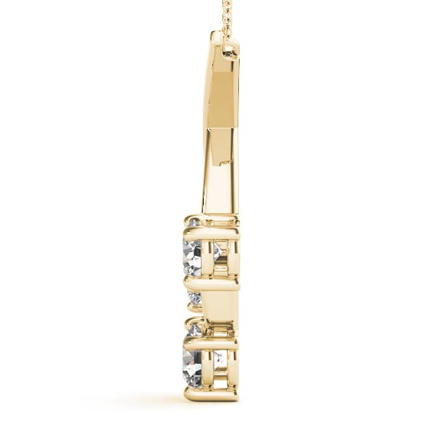3 Stone Neck Center (1 ct. tw.), Side view in yellow gold
