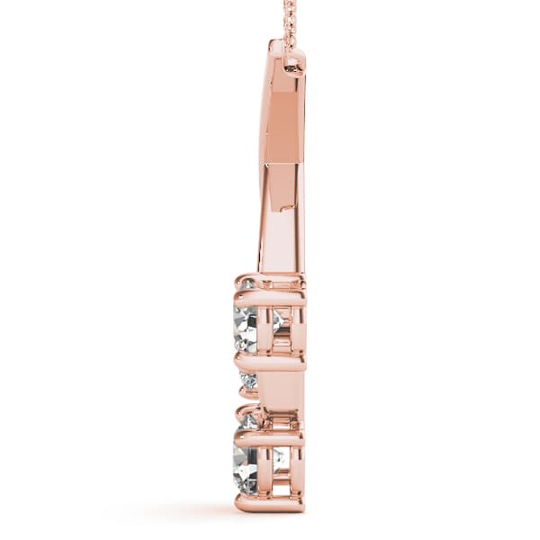 3 Stone Neck Center (1/2 ct. tw.), Side view in rose gold