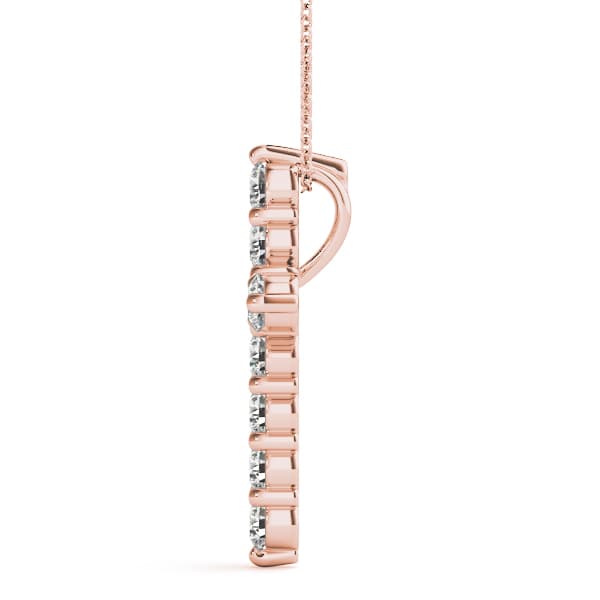 Shared Prong Cross Pendant (1.02 ct. tw.), Side view in rose gold