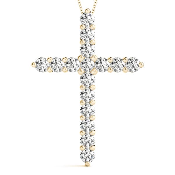 Prong Set Cross Pendants (2.56 ct. tw.), Front view in yellow gold