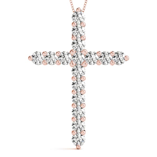 Prong Set Cross Pendants (2.56 ct. tw.), Front view in rose gold
