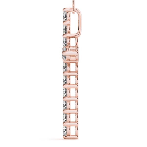 Prong Set Cross Pendants (2.56 ct. tw.), Side view in rose gold