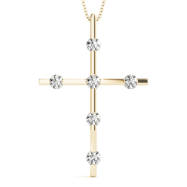 Religious Cross Pendant (1/4 ct. tw.), Front view in yellow gold