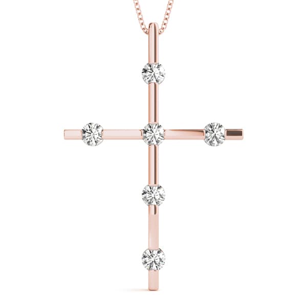 Religious Cross Pendant (1/4 ct. tw.), Front view in rose gold