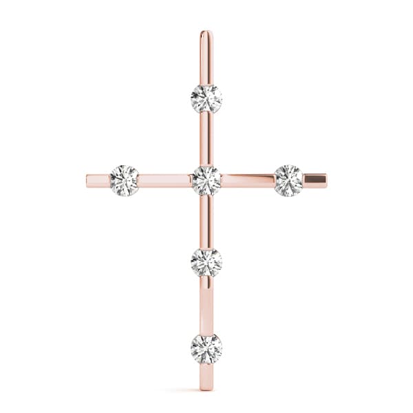 Religious Cross Pendant (1/4 ct. tw.), On hand view in rose gold