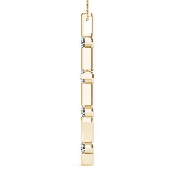 Religious Cross Pendant (1/4 ct. tw.), Side view in yellow gold